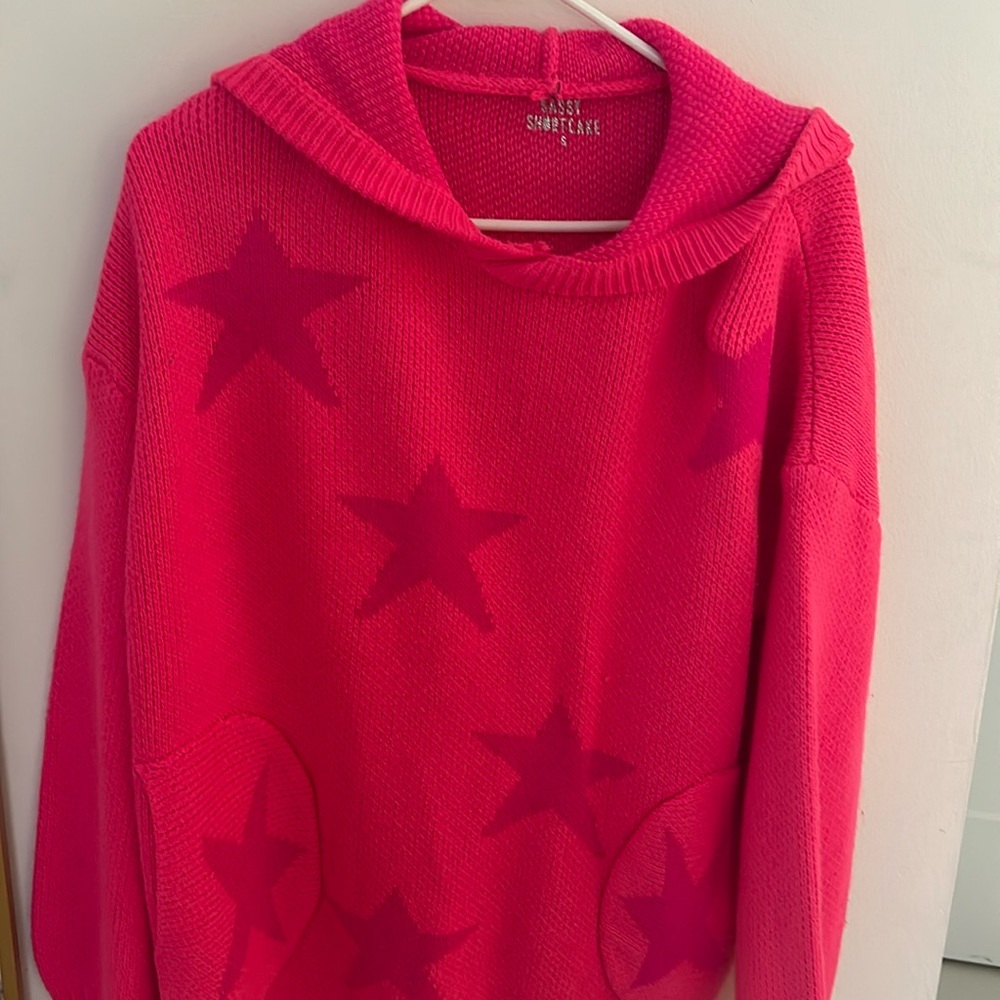 Bright pink sweater hoodie
